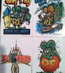 Surfs Up, Surf All Day, Green Rat Fink Sticker Set