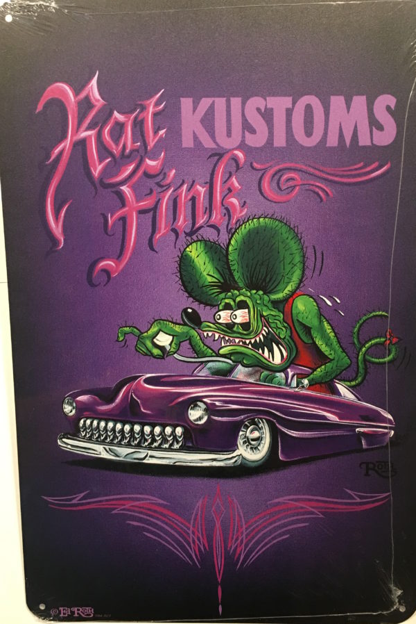 Rat Fink Custom Fuchsia Aluminum Sign 12x18