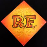 Orange R.F. Metal Sign