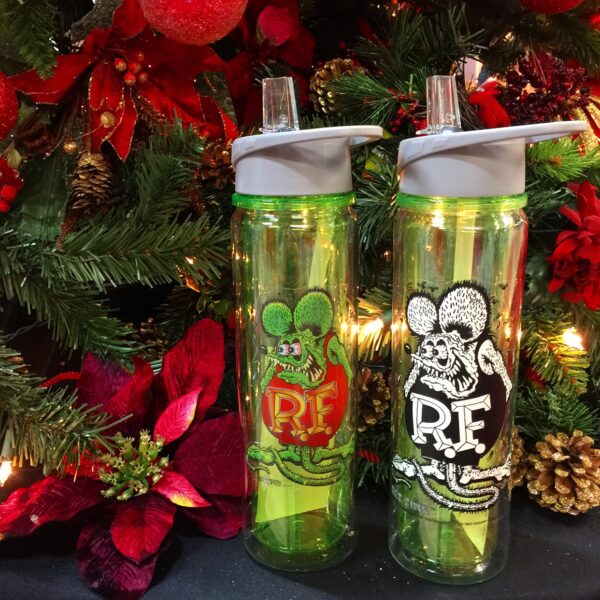 Rat Fink Green Water Bottle with B&W Decal