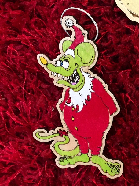 thumbnail image 2 of Rat Fink 4-Inch Round Bumper Sticker – Ed Roth Big Daddy – Red, Glossy Finish 2 of 4