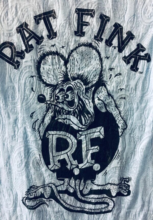 Paisley Burnout Rat Fink/Letters Blue Ladies Fitted Tee