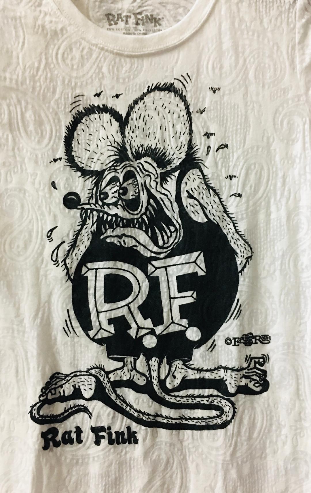 Paisley Burnout Rat Fink White Ladies Fitted Tee