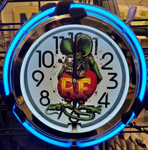 Rat Fink Neon Clock-LG Blue/White