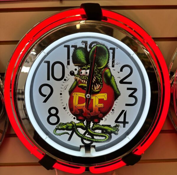 Rat Fink Neon Clock-LG Red/White