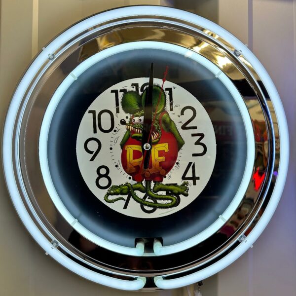 Rat Fink Neon Clock-SM White/White
