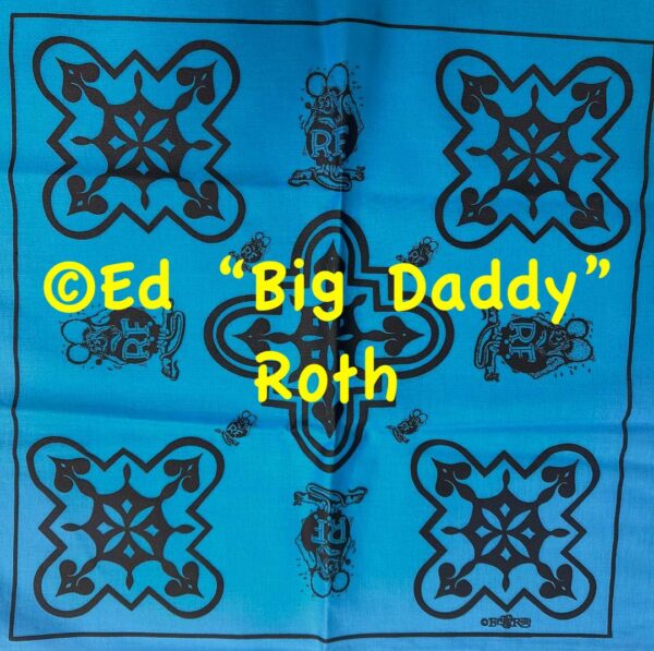 Blue with Black Rat Fink Trixie's Bandana design