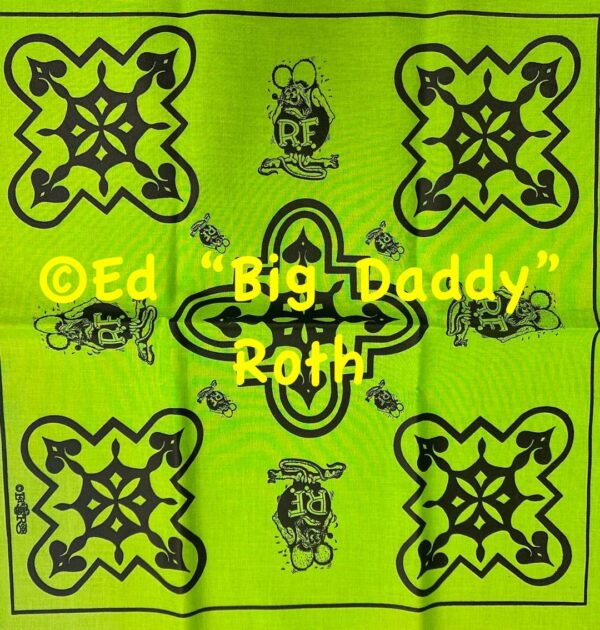 Green with Black Rat Fink Trixie's Bandana design