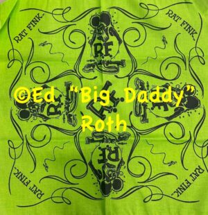 Green with Black Rat Fink Swirl Bandana design