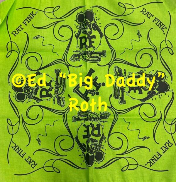 Green with Black Rat Fink Swirl Bandana design