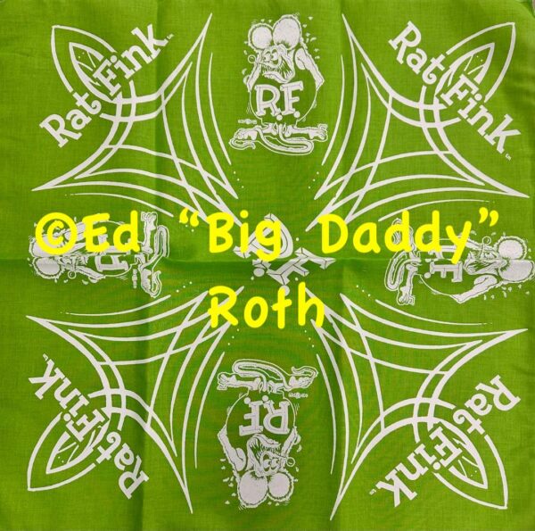 Green with White Rat Fink Pinstripe Bandana design