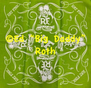 Green with White Rat Fink Swirl Bandana design