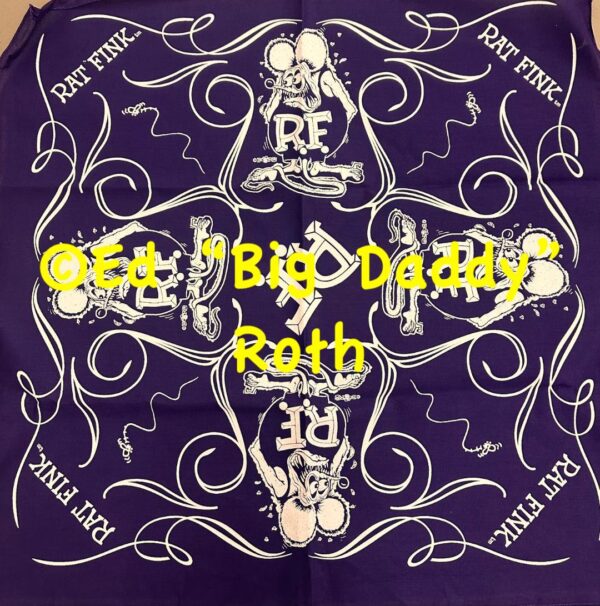 Purple with White Rat Fink Swirl Bandana design