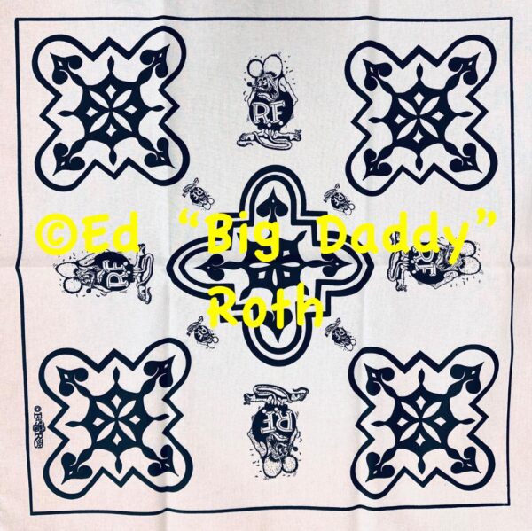 White with Black Rat Fink Trixie's Bandana design