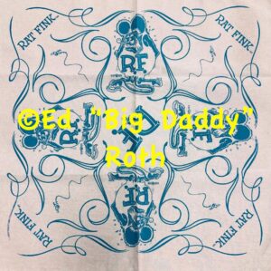 White with Blue Rat Fink Swirl Bandana design