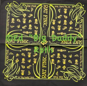 Black Nuts & Bolts Green-Yellow Rat Fink Bandana