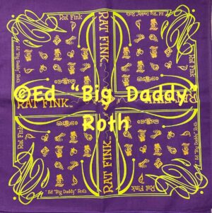 Purple Nuts & Bolts Green-Orange Rat Fink Bandana