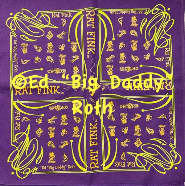 Purple Nuts & Bolts Green-Orange Rat Fink Bandana