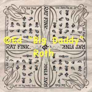 White Nuts & Bolts Gray-Black Rat Fink Bandana