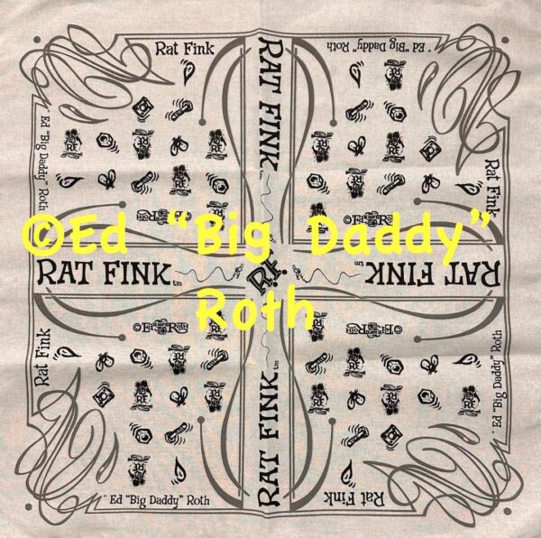 White Nuts & Bolts Gray-Black Rat Fink Bandana