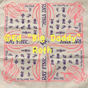 White Nuts & Bolts Pink-Purple Rat Fink Bandana